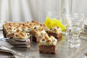 Crostata al cioccolato, pere e zafferano con grappa di Grechetto