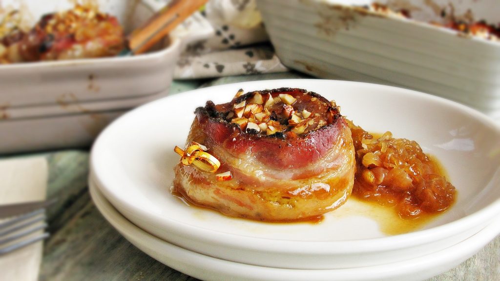 filetto alla soia con pere e pancetta