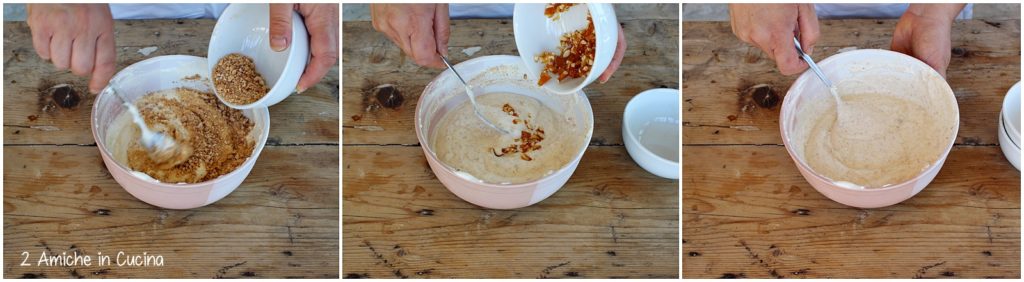 Semifreddo pesche e amaretti con croccante ai pinoli passo passo