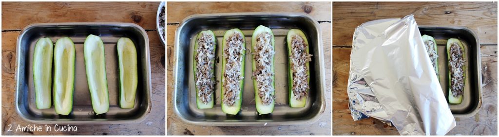 Zucchine ripiene di riso e carne thai passo passo