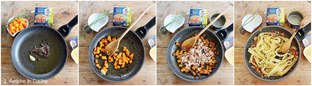 Mafaldine al tonno e zucca passo passo