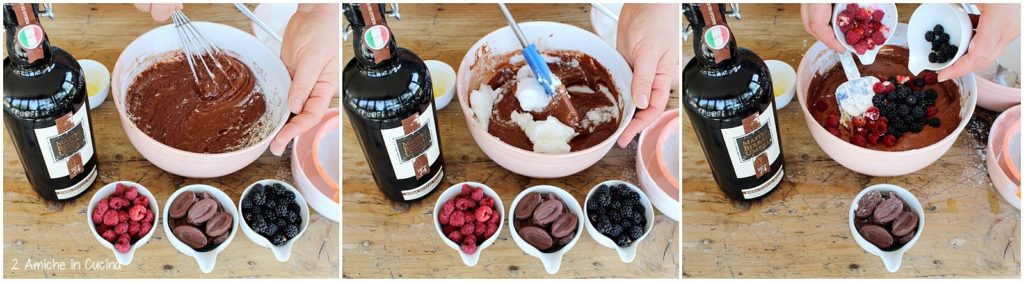 torta al cioccolato e birra con frutti rossi passo passo