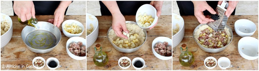 Sformato di patate e salsiccia con tartufo e nocciole passo passo 1