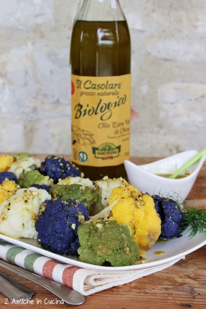 Cavolfiori colorati al pesto di noci e finocchietto