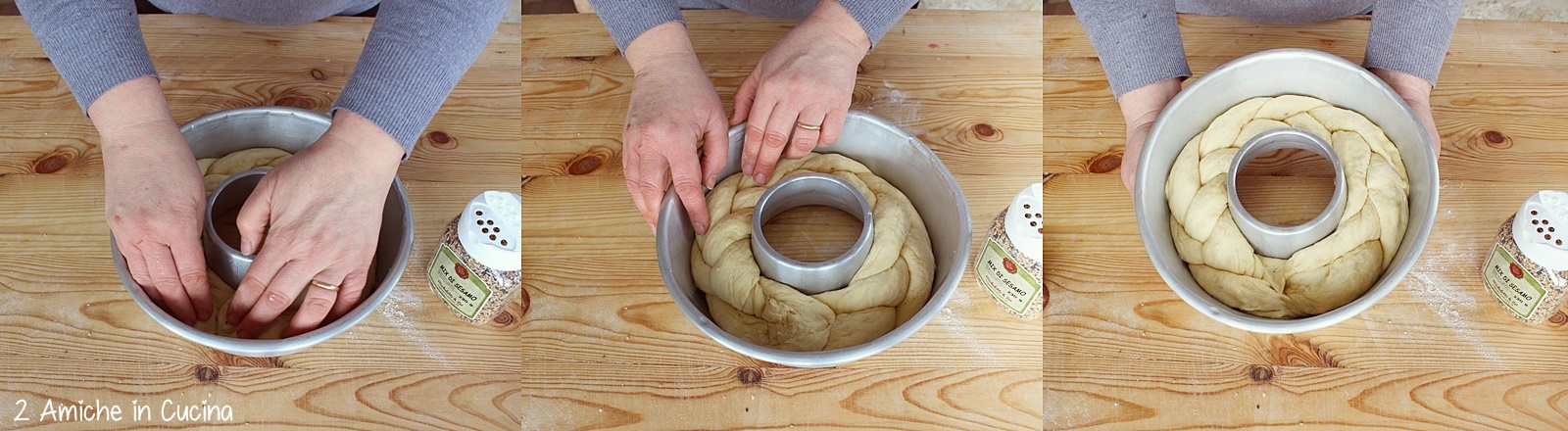 treccia di brioche alla ricotta, limone e mix di sesamo passo passo