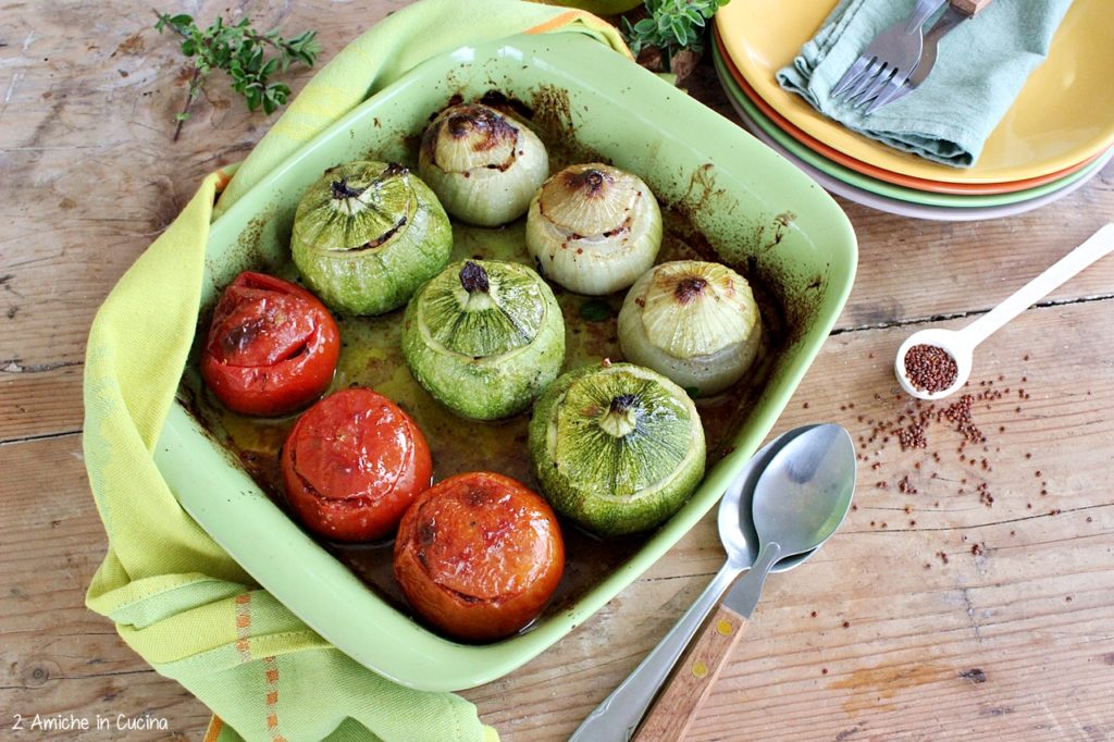 Verdure ripiene- quinoa rossa- erbe aromatiche- vegan