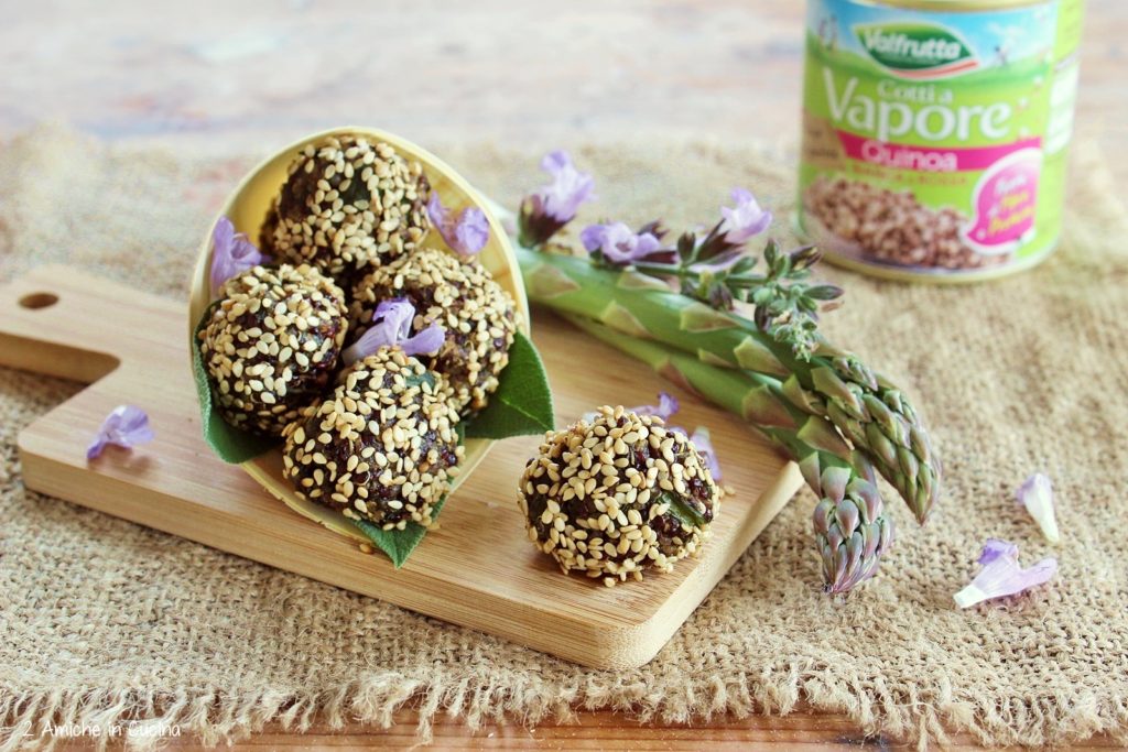 polpette di quinoa-asparagi-sesamo-valfrutta
