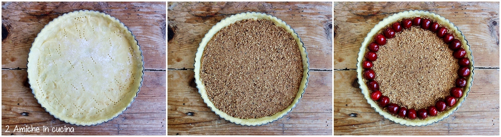 crostata con ciliegie farcite di cioccolato fondente