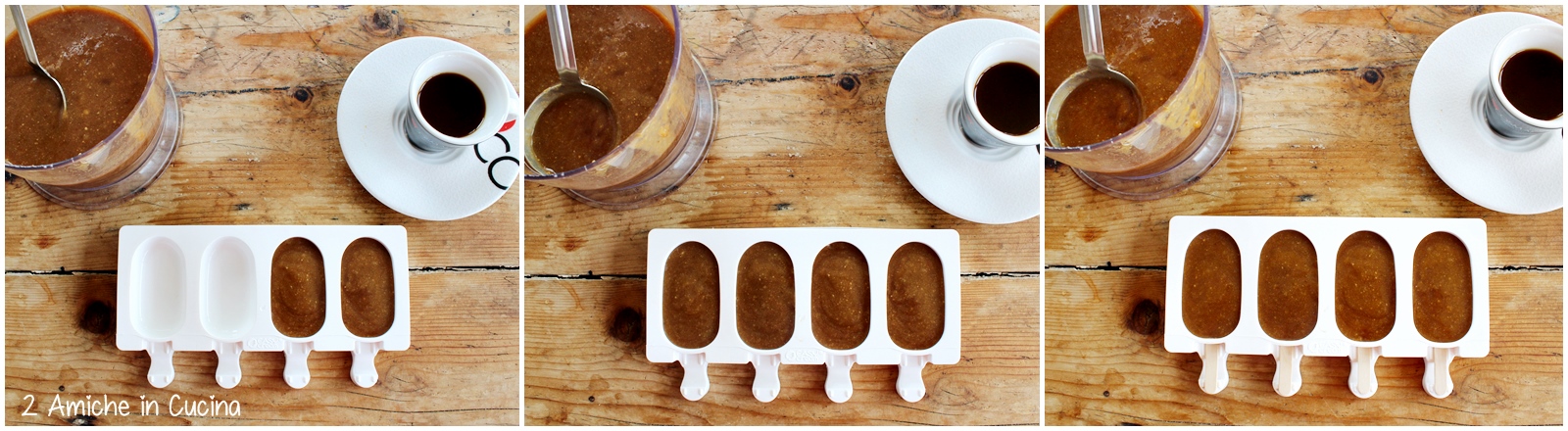 Ghiaccioli al caffè, banana, biscotti e spezie