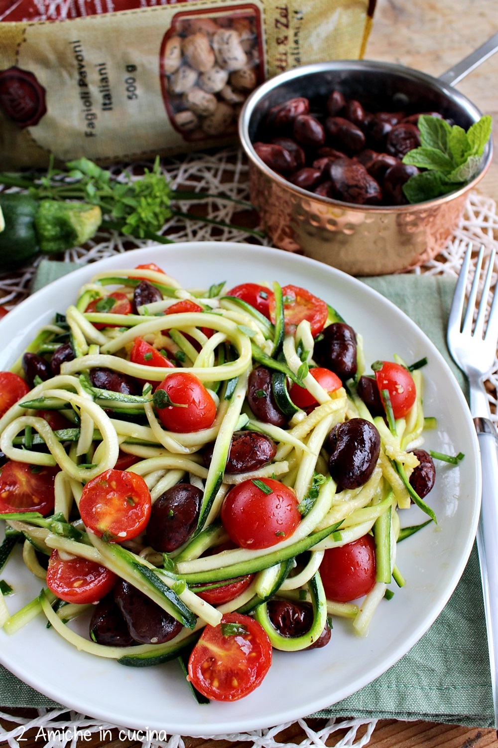 spaghetto vegetale con legumi