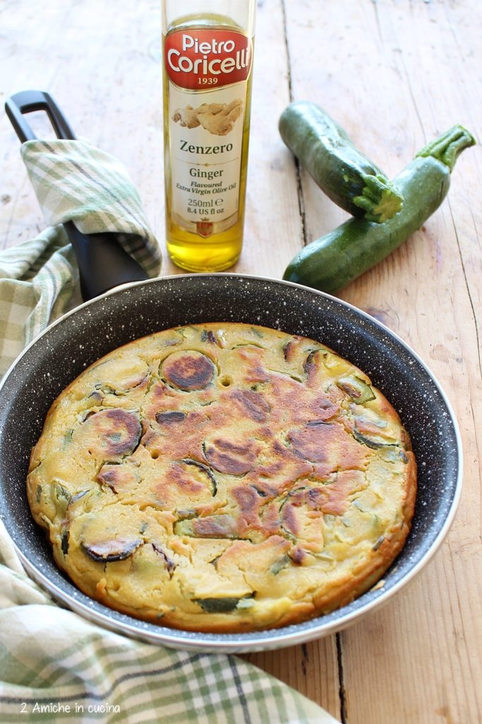 Frittata vegan di zucchine aromatizzata con olio allo zenzero
