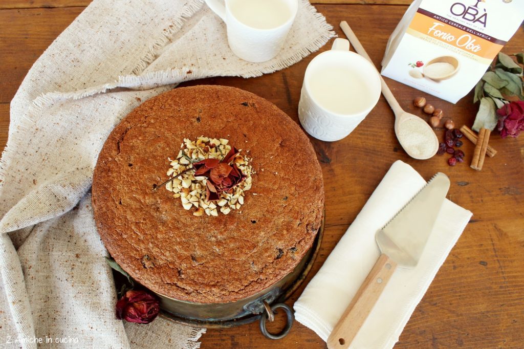 Torta di fonio e nocciole, senza glutine, senza burro, senza zucchero e senza lievito