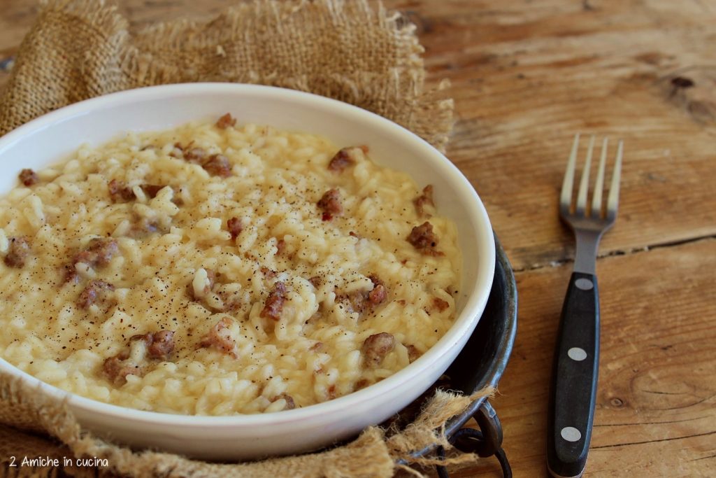 Risotto alla birra con salsiccia e pecorino semi stagionato di Norcia