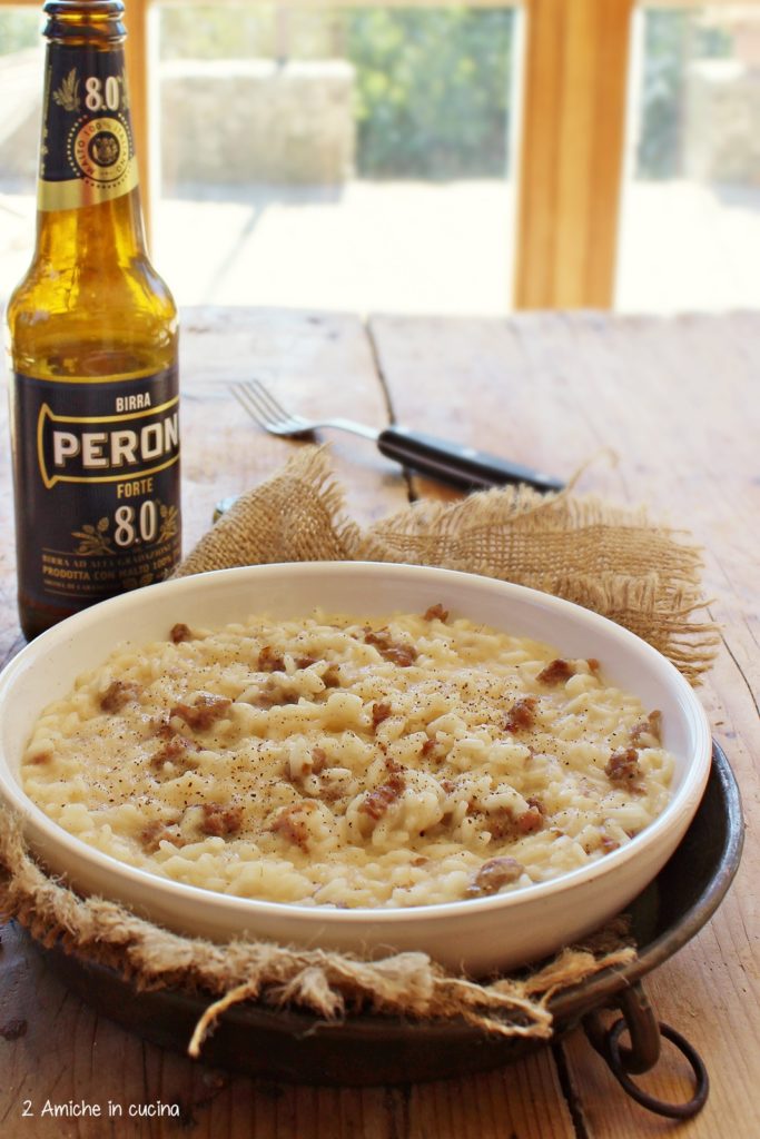 Risotto alla birra con salsiccia e pecorino semi stagionato di Norcia