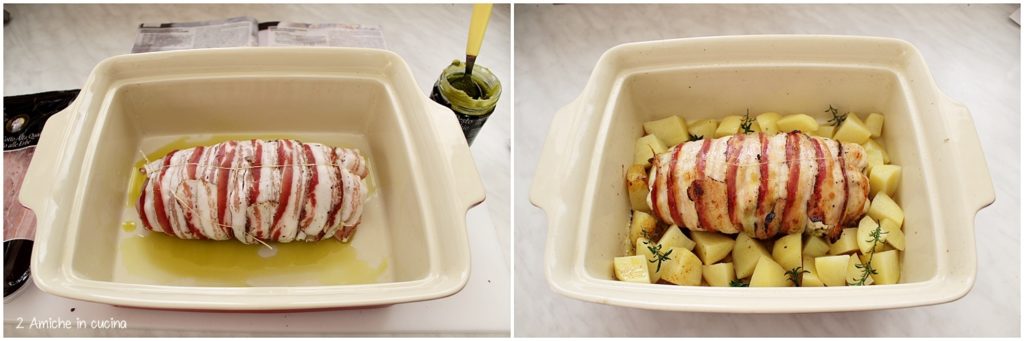 Arrosto di tacchino con pesto di pistacchi, prosciutto alle erbe e patate, dal ricettario Eurospin