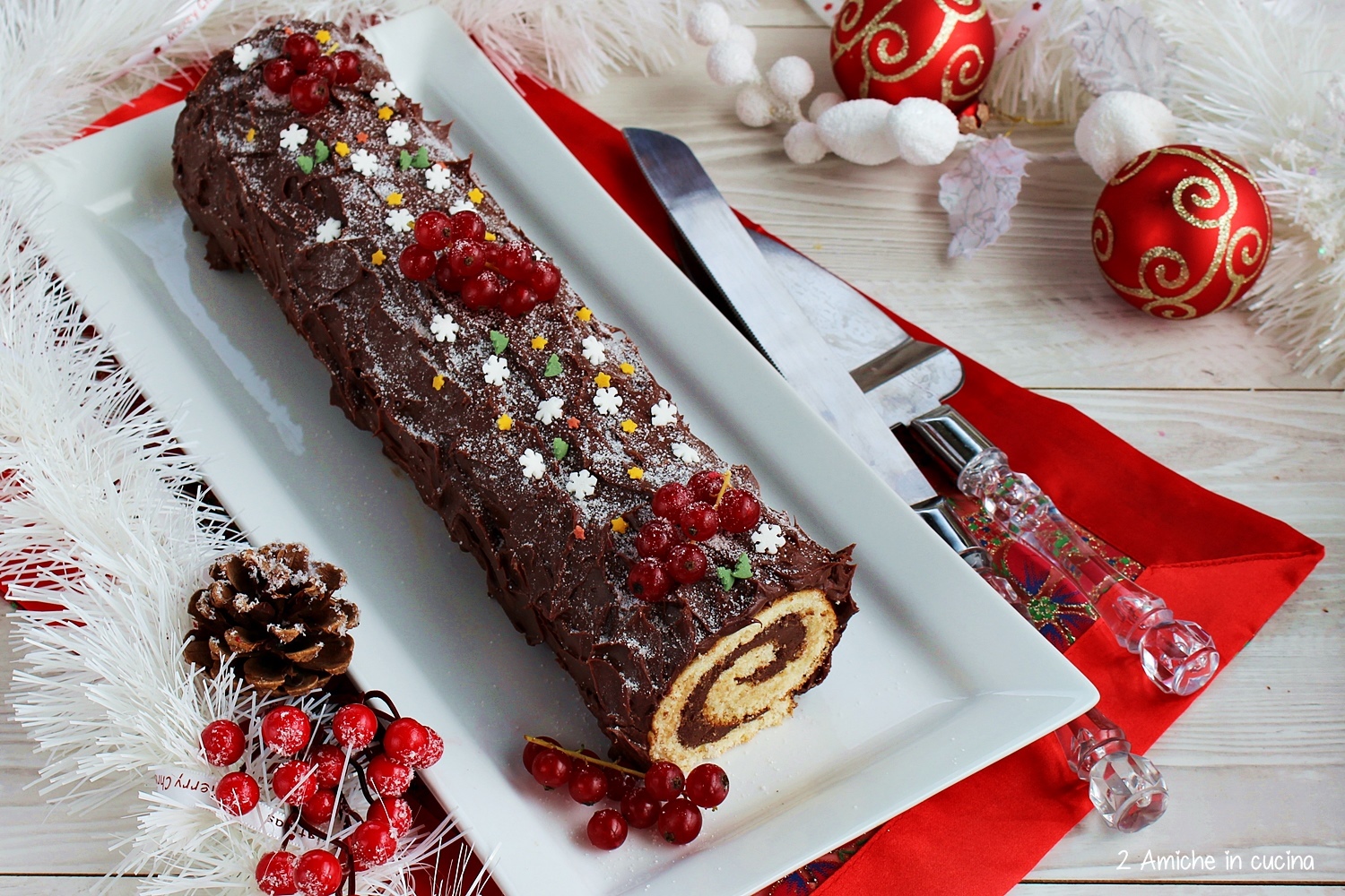 Tronchetto Di Natale Video Ricetta.Tronchetto Al Cioccolato Buche De Noel 2 Amiche In Cucina