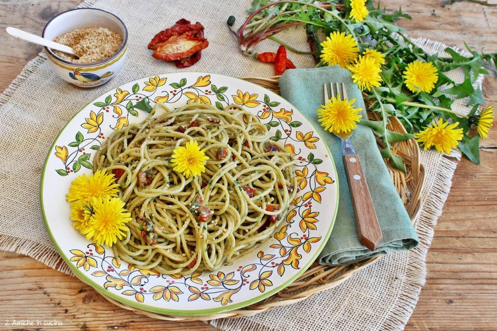 ricette light, spaghetti con erbe di campo