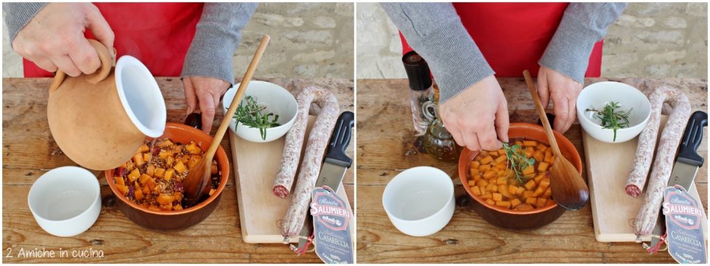 Come preparare la zuppa di farro e zucca con salame