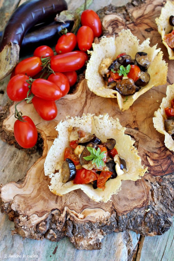 Come fare il cestino di parmigiano con le melanzane