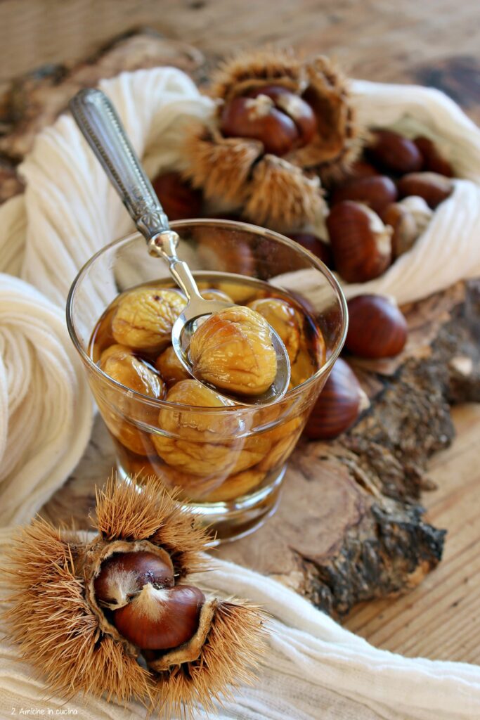 Castagne sciroppate con spezie e alcool