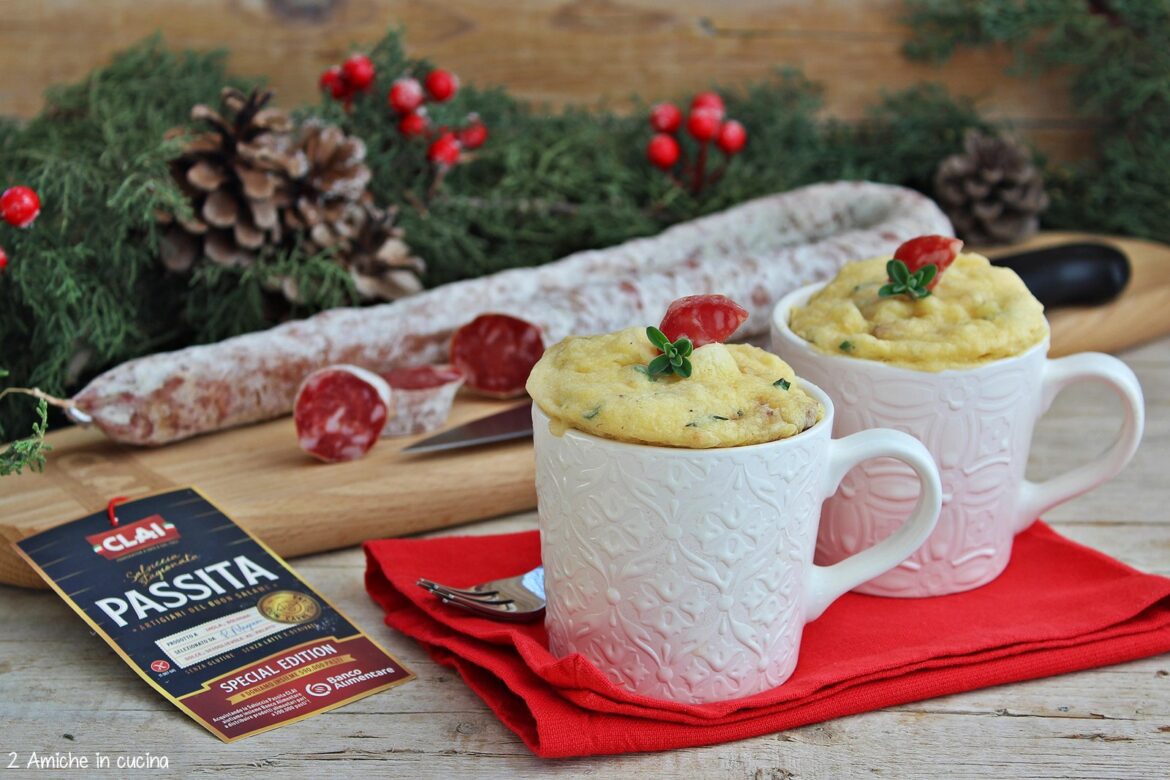 Mug cake salata con Salsiccia Passita Clai