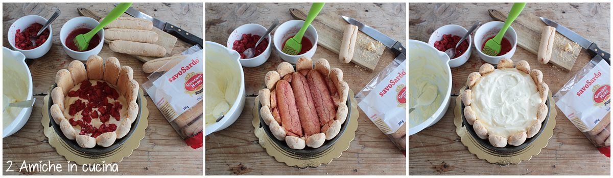 Come si prepara una torta charlotte tiramisù alle fragole, foto passo passo