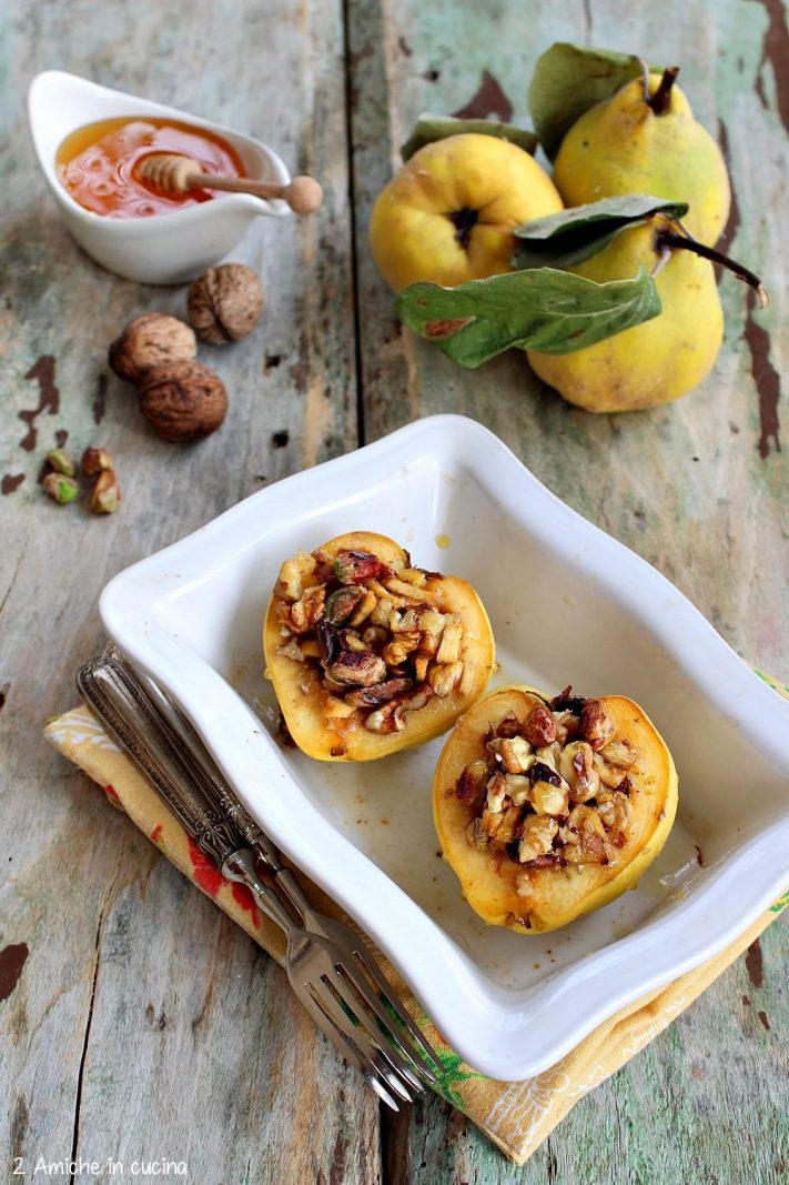mele cotogne con pistacchio e miele
