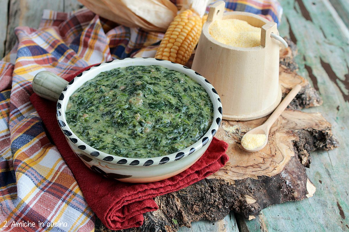 zuppa friulana con spinaci e farina di polenta