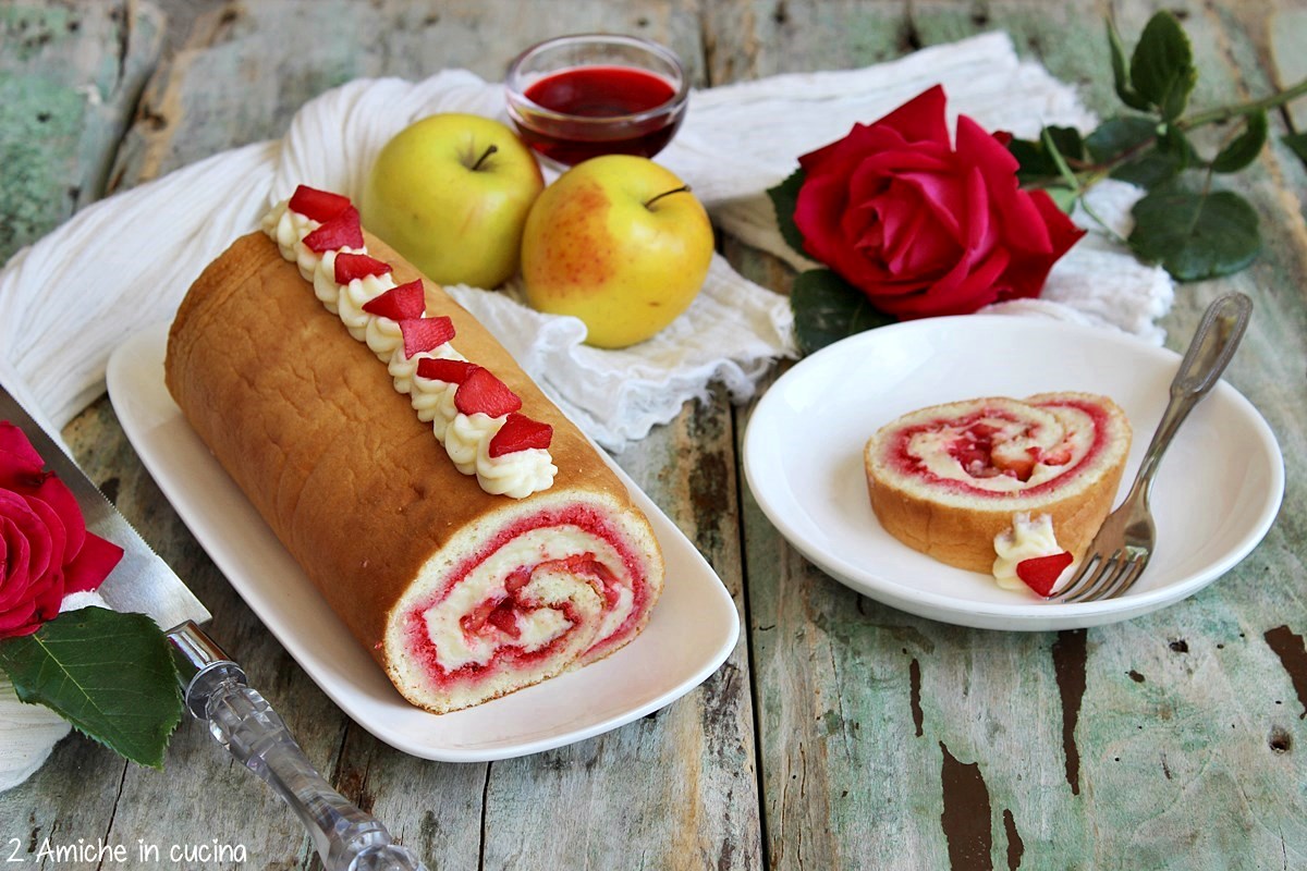 Rotolo dolce, salame del re con crema e mele all'alchermes
