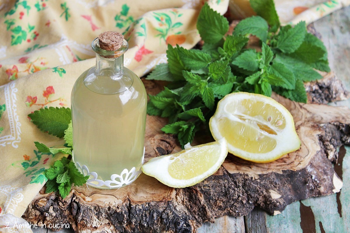 Sciroppo di melissa, limone e mazzetto di melissa fresca