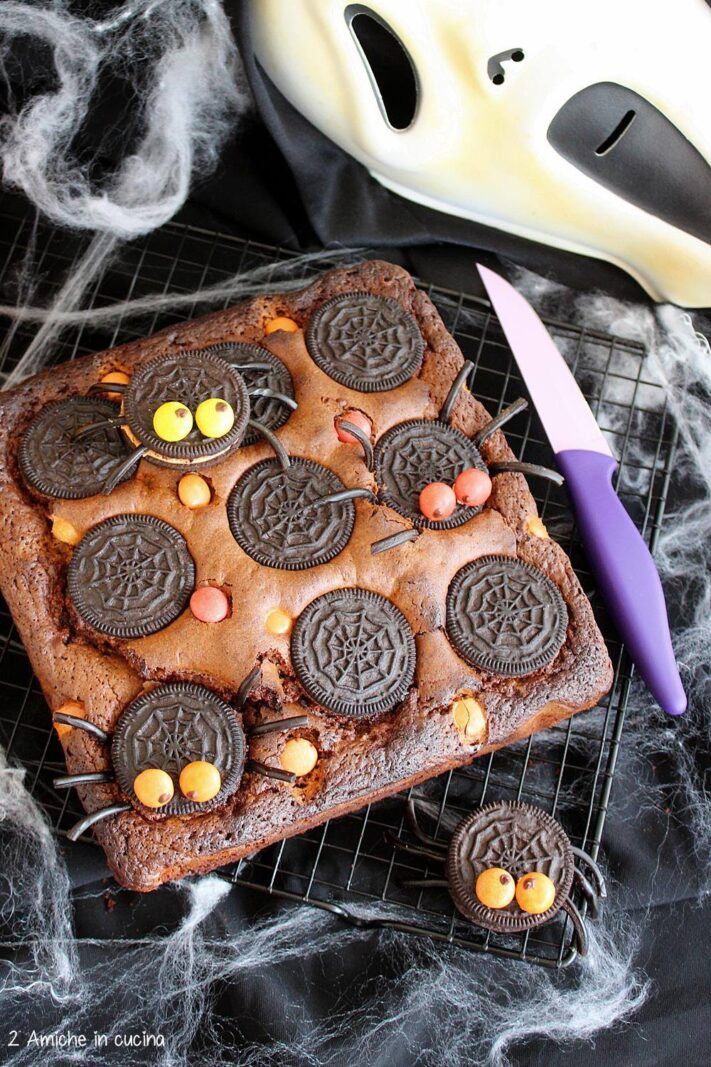 brownies alla zucca con decorazioni halloween