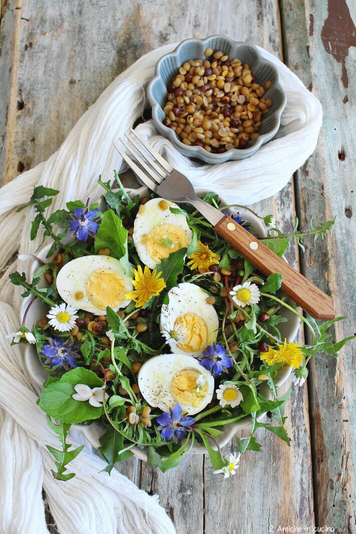 insalata campagnola con uova e roveja umbra