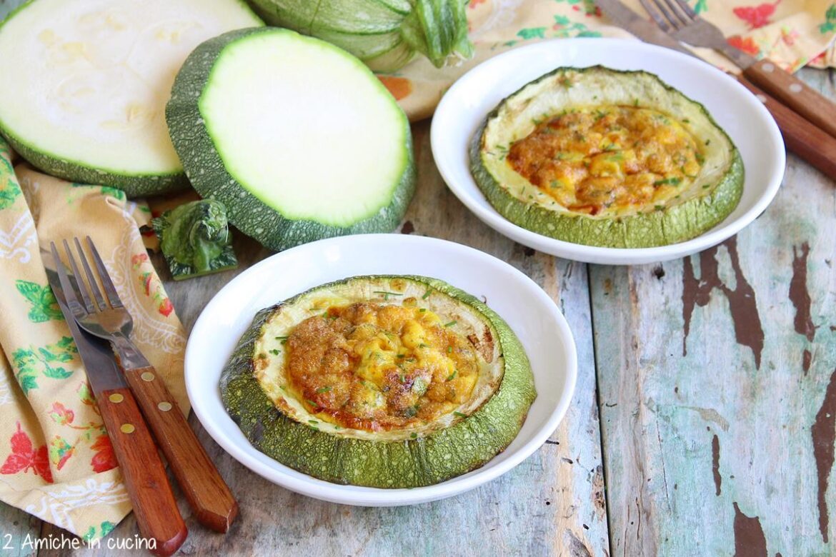ruote di zucchina tonda con ripieno di frittata