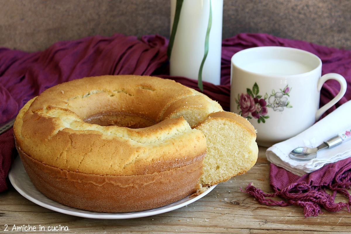 ciambellone soffice con latte senza glutine con farina di riso