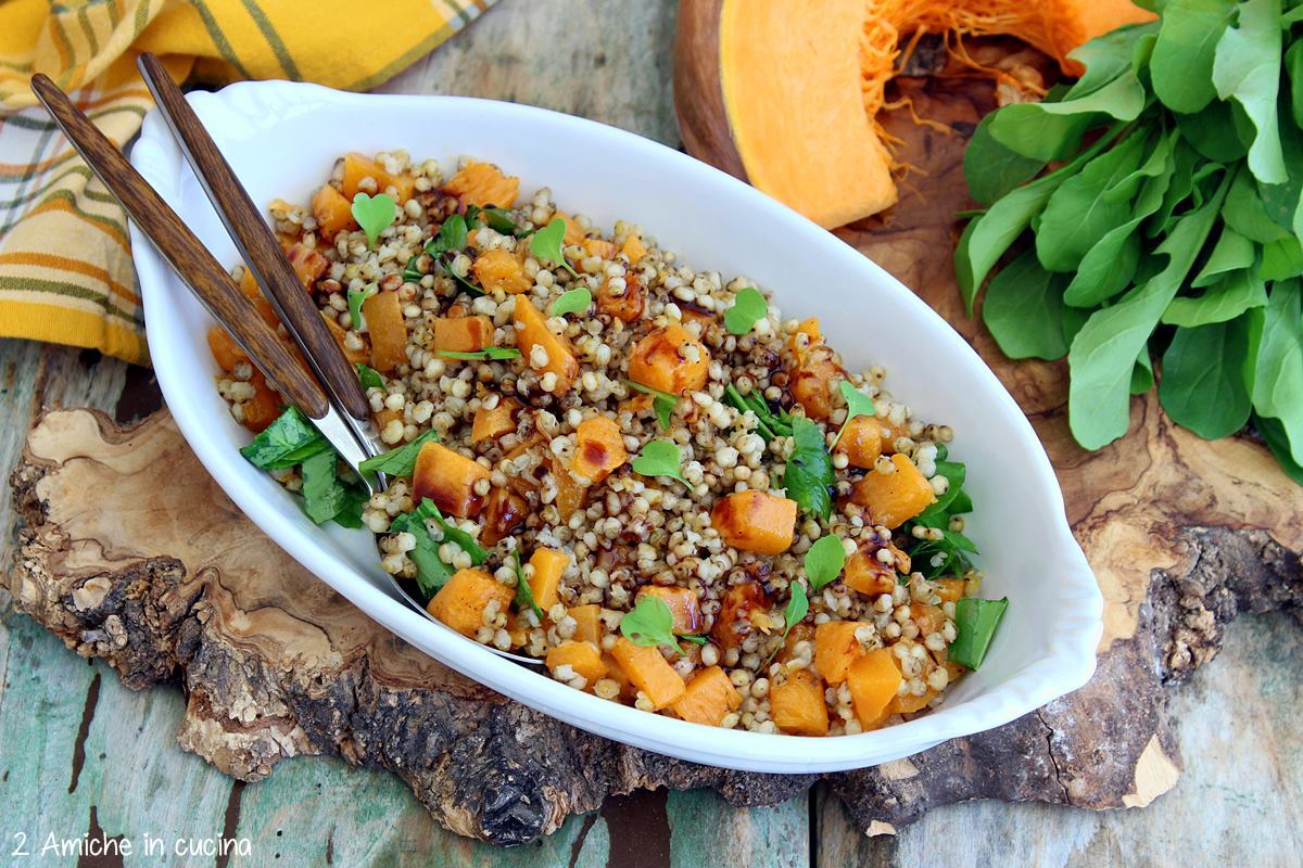 ricette light pirofila con insalata autunnale di zucca e rucola