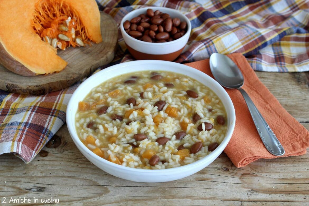 Risotto alla zucca e fagioli, piatto autunnale senza glutine