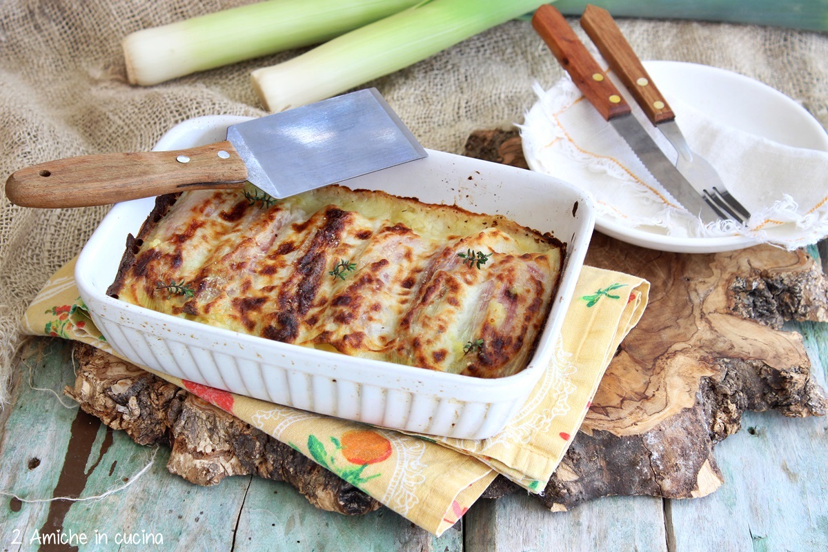 teglia di involtini di porri