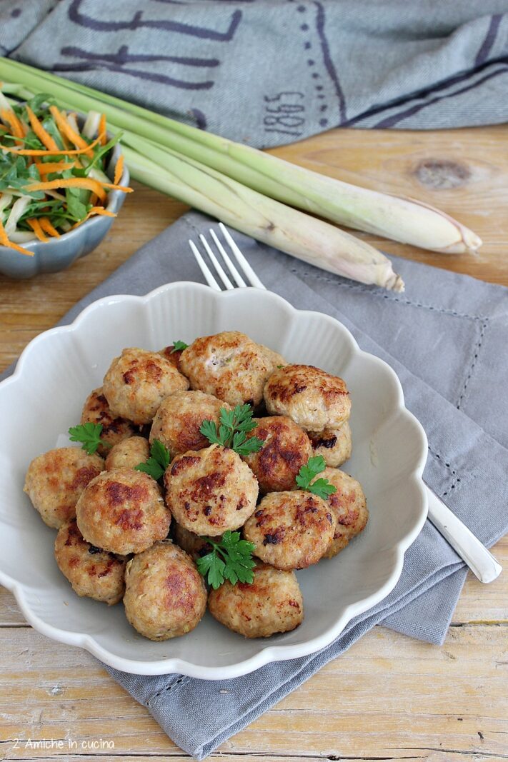 polpette con carne di maiale zenzero e lemongrass