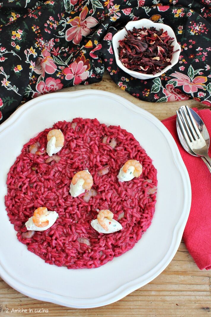 risotto cotto con infuso di ibisco
